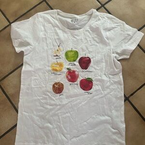 J. Crew Factory White Apple Graphic Short Sleeve Tee